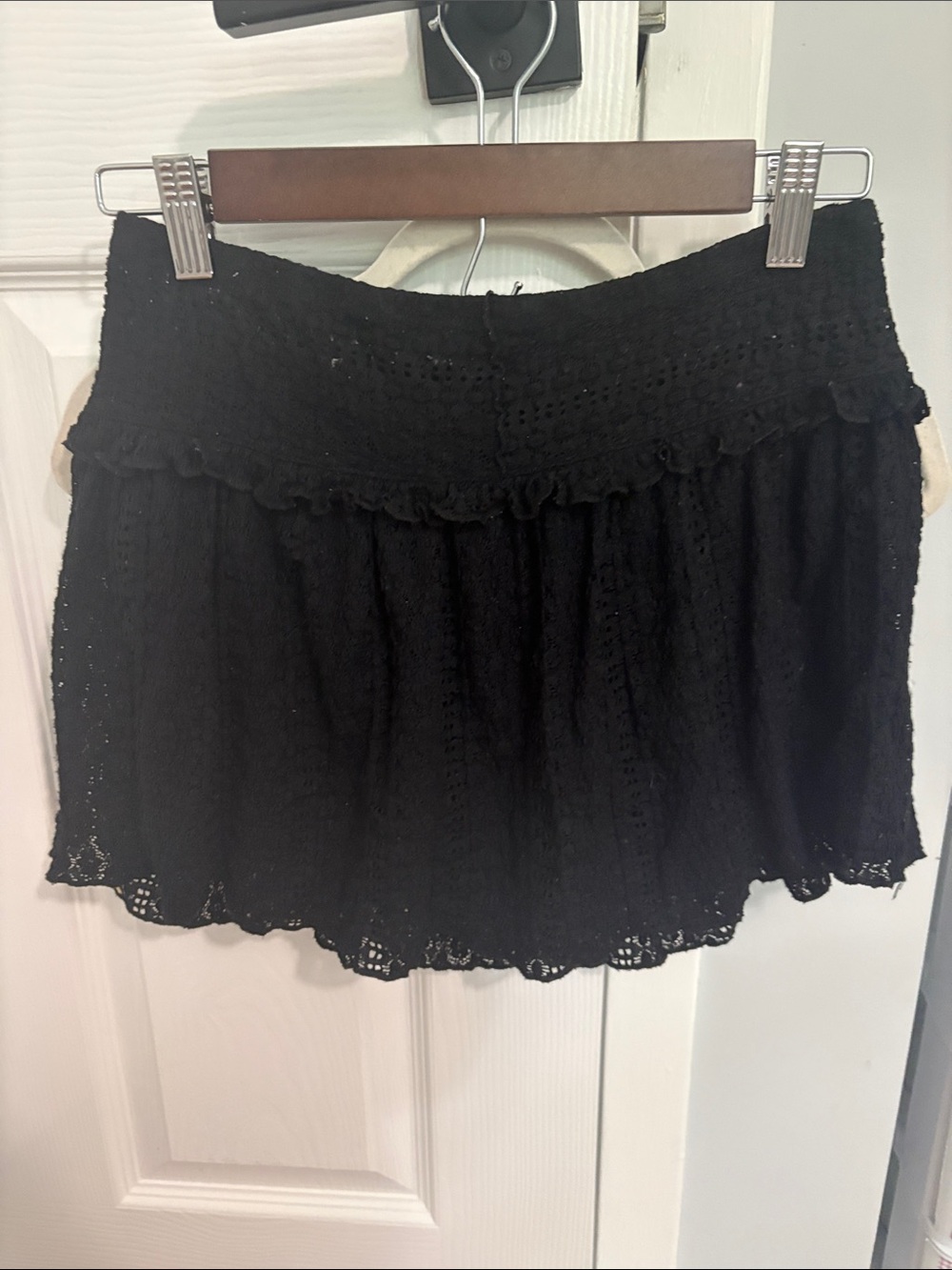 Forever 21 Black Crochet Ruffle Mini Skirt